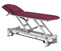 MATISSE PRO II electric treatment table: 4 sections, with a headrest adjustable by gas piston and 100° rotating armrests